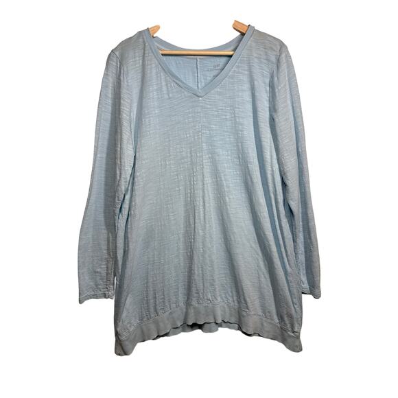 J. Jill Color-Washed Dipped-Hem Tunic Top Light Blue Cotton Size L Casual Pastel - Picture 1 of 9